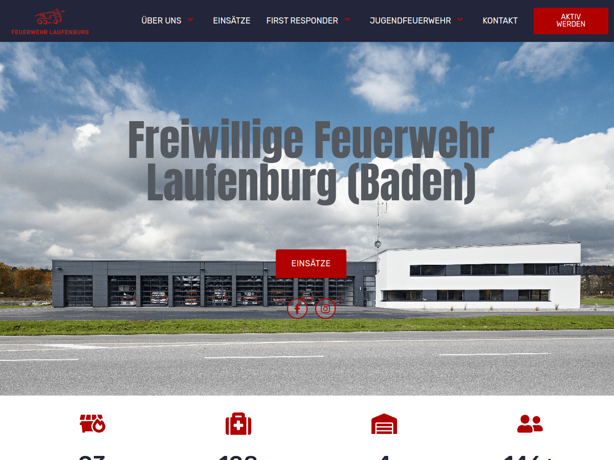 Screenshot der Website von Freiwillige Feuerwehr Laufenburg